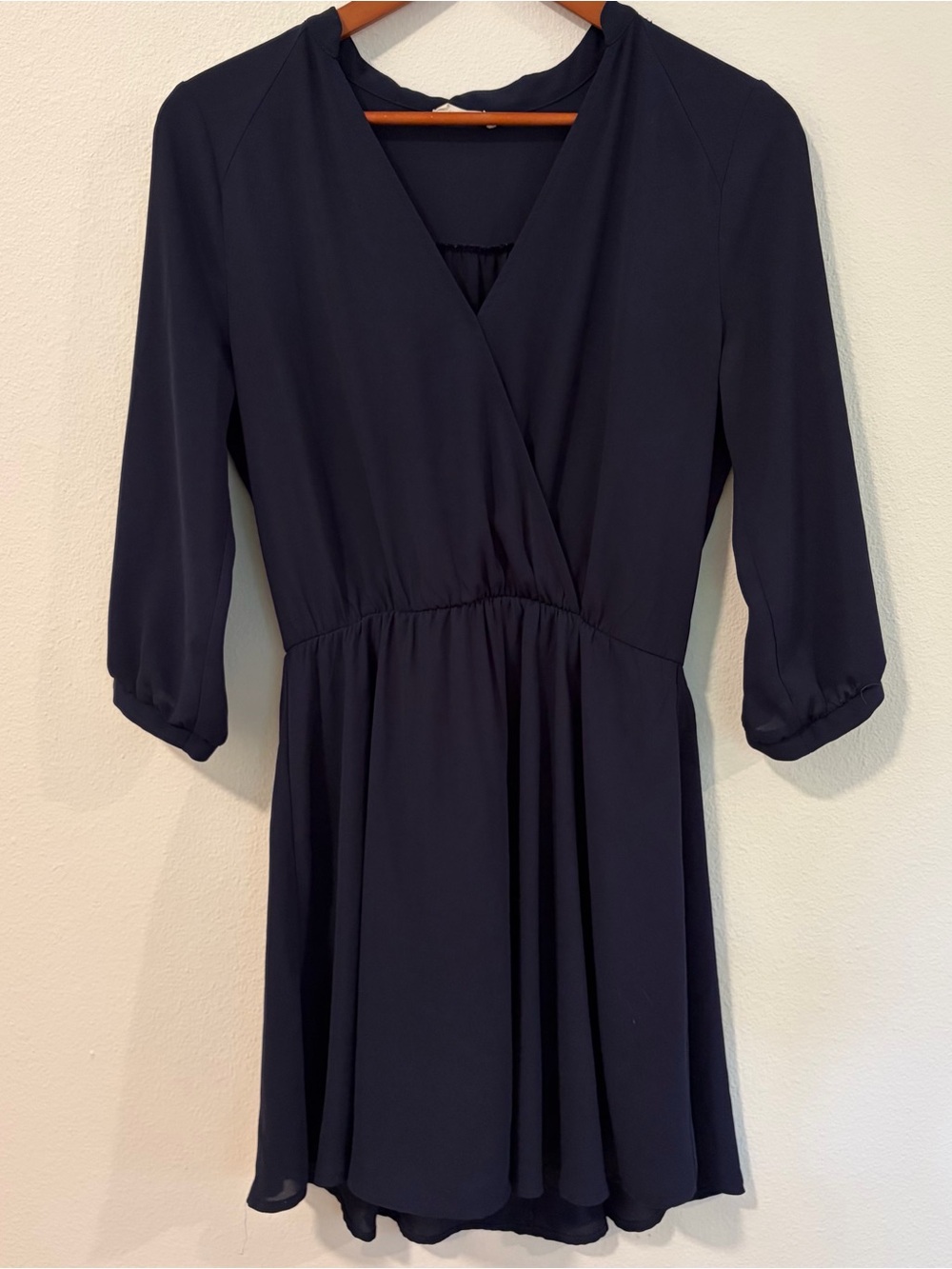Lush Navy Wrap-Front Mini Dress